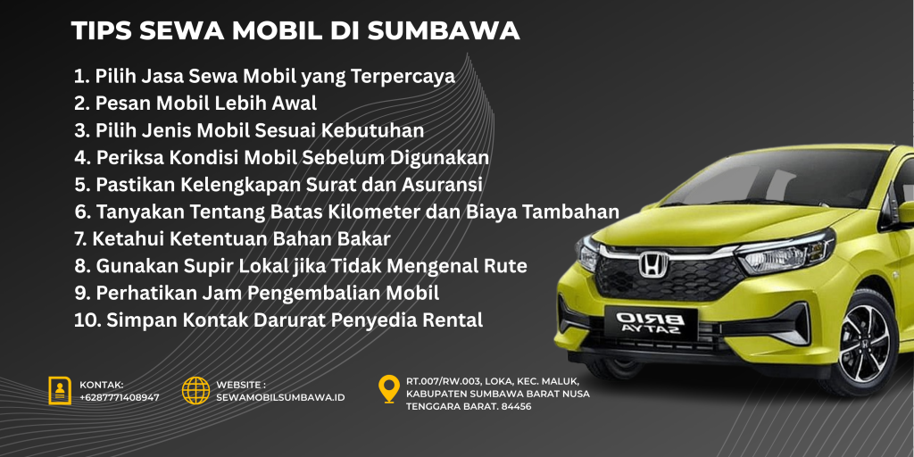 Tips Sewa Mobil di Sumbawa